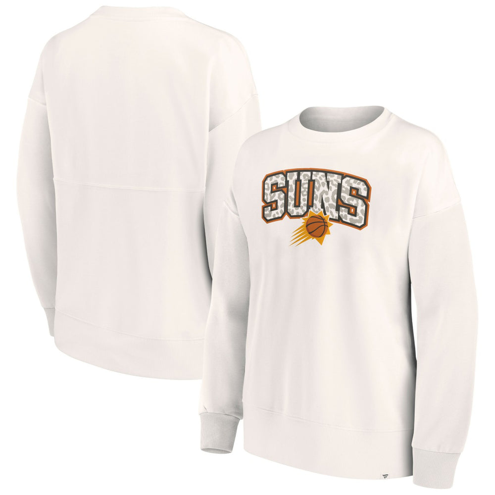 White Phoenix Suns Women's Tonal Leopard Pullover Sweatshirt | NBA