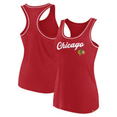 Chicago Blackhawks Fanatics Women's Wordmark Logo Racerback Scoop Neck Tank Top - NHL Tank Top