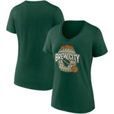 Hunter Green Milwaukee Bucks Women's Hometown Collection Brew City V-Neck T-Shirt | NBA