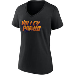 Black Phoenix Suns Women's Hometown Collection Valley Proud V-Neck T-Shirt | NBA