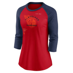 Cleveland Guardians Nike Women's Next Up Tri-Blend Raglan 3/4-Sleeve T-Shirt - MLB T-shirts