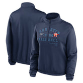Houston Astros Nike Women's Rewind Splice Half-Zip Semi-Cropped Bubble Hem Sweatshirt - MLB Sweatshirts