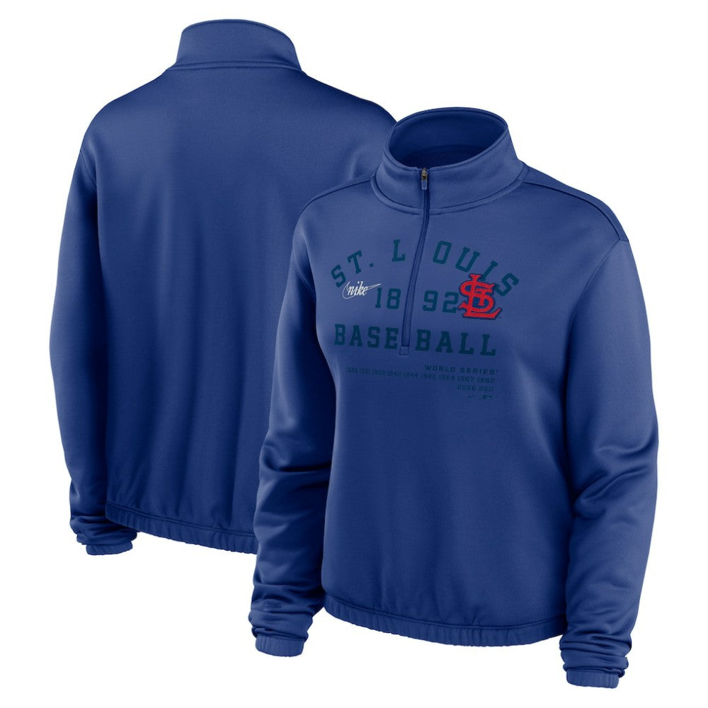St. Louis Cardinals Nike Women's Rewind Splice Half-Zip Semi-Cropped Bubble Hem Sweatshirt - MLB Sweatshirts