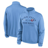 Minnesota Twins Nike Women's Rewind Splice Half-Zip Semi-Cropped Bubble Hem Sweatshirt - MLB Sweatshirts