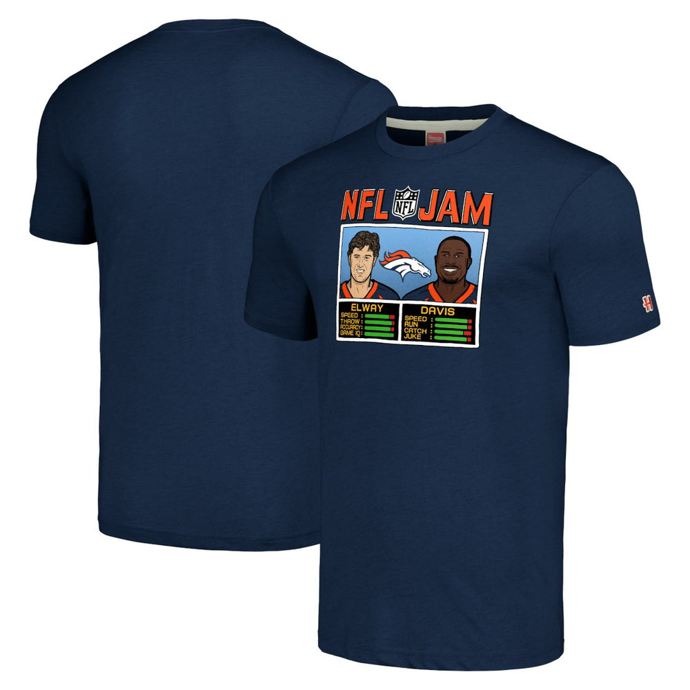 Denver Broncos John Elway & Terrell Davis Homage Unisex NFL Jam Retired Tri-Blend T-Shirt | NFL Outlet