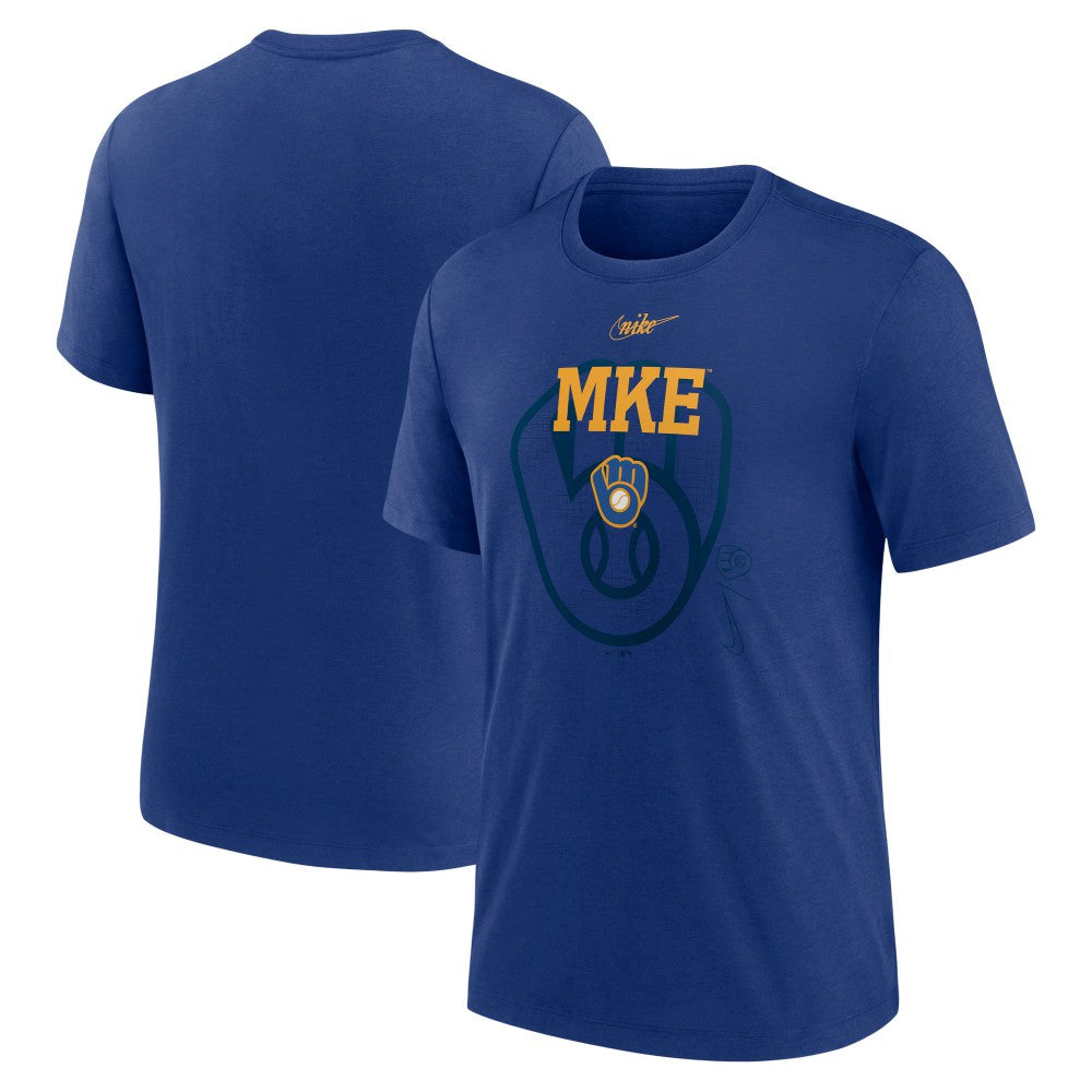 Milwaukee Brewers Nike Rewind Retro Tri-Blend T-Shirt - MLB T-shirts