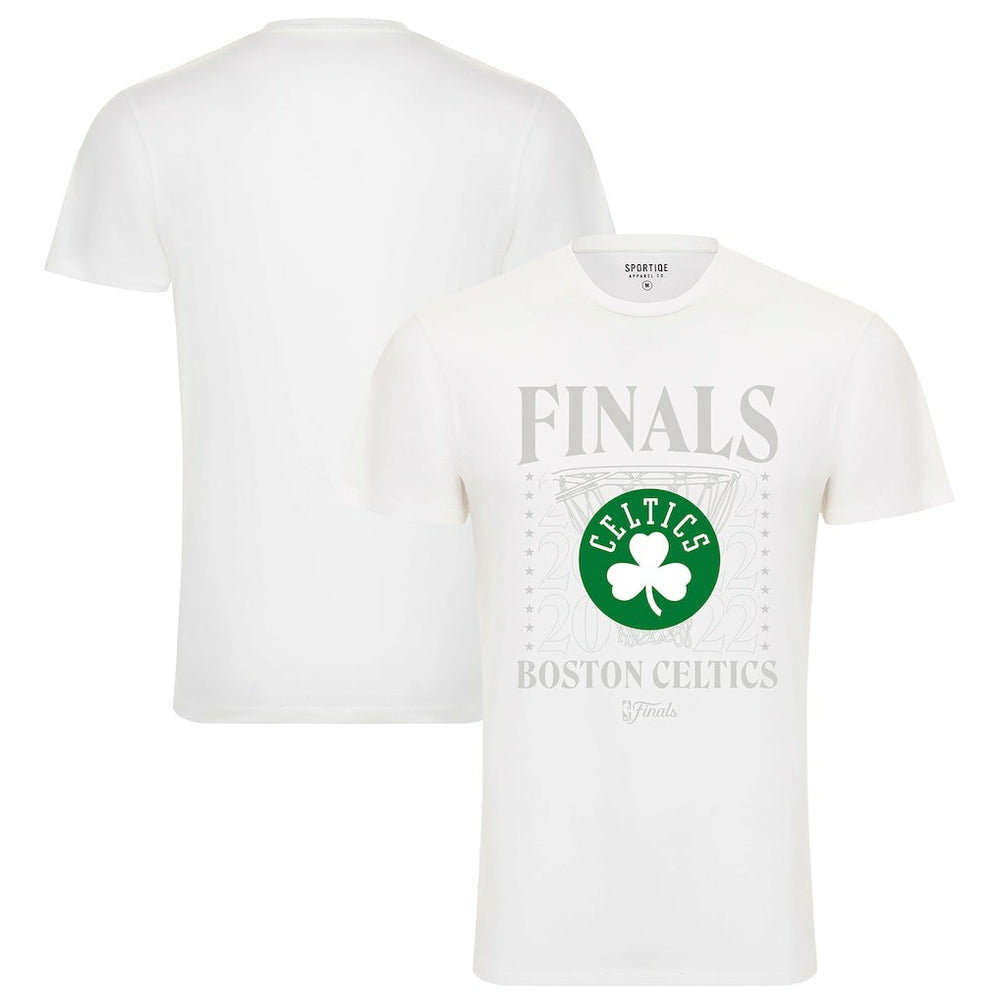 White Boston Celtics Sportiqe 2022 NBA Finals Stacked Hoop Bingham T-Shirt | NBA