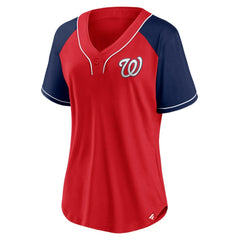 Washington Nationals Fanatics Women's Ultimate Style Raglan V-Neck T-Shirt - MLB T-shirts