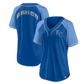 Kansas City Royals Fanatics Women's Ultimate Style Raglan V-Neck T-Shirt - MLB T-shirts