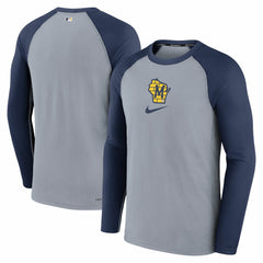 Milwaukee Brewers Nike Authentic Collection Game Raglan Performance Long Sleeve T-Shirt - MLB T-shirts