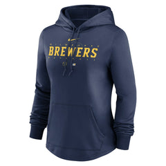 Milwaukee Brewers Nike Women's Authentic Collection Pregame Performance Pullover Hoodie - MLB Hoodies