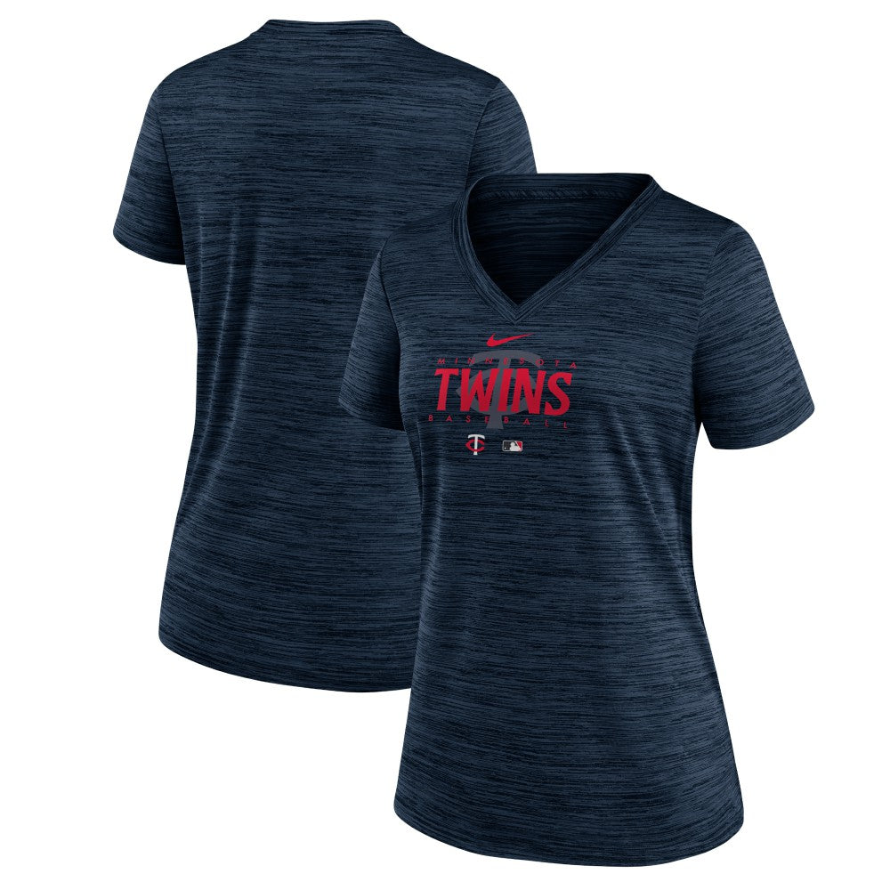 Minnesota Twins Nike Women's Authentic Collection Velocity Practice Performance V-Neck T-Shirt - MLB T-shirts