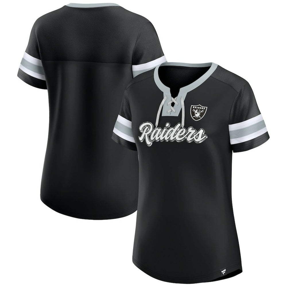 Las Vegas Raiders Women's Plus Size Original State Lace-Up T-Shirt | NFL Sale