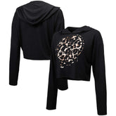 New York Yankees Majestic Threads Women's Leopard Cropped Hoodie - MLB Hoodies