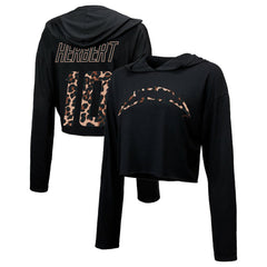 Los Angeles Chargers Justin Herbert Majestic Threads Women's Leopard Player Name & Number Long Sleeve Cropped Hoodie | NFL New