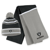 Las Vegas Raiders WEAR by Erin Andrews Women's Colorblock Cuffed Knit Hat with Pom and Scarf Set | NFL Near me