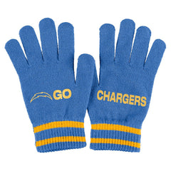 Los Angeles Chargers WEAR by Erin Andrews Women's Double Jacquard Cuffed Knit Hat with Pom and Gloves Set | NFL Near me
