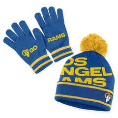 Los Angeles Rams WEAR by Erin Andrews Women's Double Jacquard Cuffed Knit Hat with Pom and Gloves Set | NFL On sale