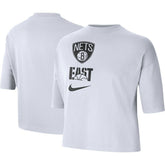 White Brooklyn Nets Women's Essential Boxy T-Shirt | NBA