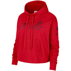 Red Chicago Bulls Women's Split Flip Courtside Cropped Pullover Hoodie | NBA