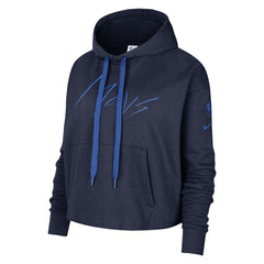 Navy Dallas Mavericks Women's Split Flip Courtside Cropped Pullover Hoodie sale | NBA