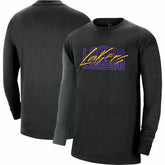 Black Los Angeles Lakers Courtside Versus Flight MAX90 Long Sleeve T-Shirt | NBA