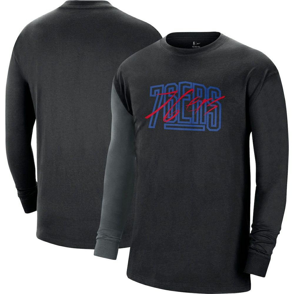 Black Philadelphia 76ers Courtside Versus Flight MAX90 Long Sleeve T-Shirt | NBA