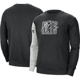 Black/Heather Gray Brooklyn Nets Courtside Versus Force & Flight Pullover Sweatshirt | NBA