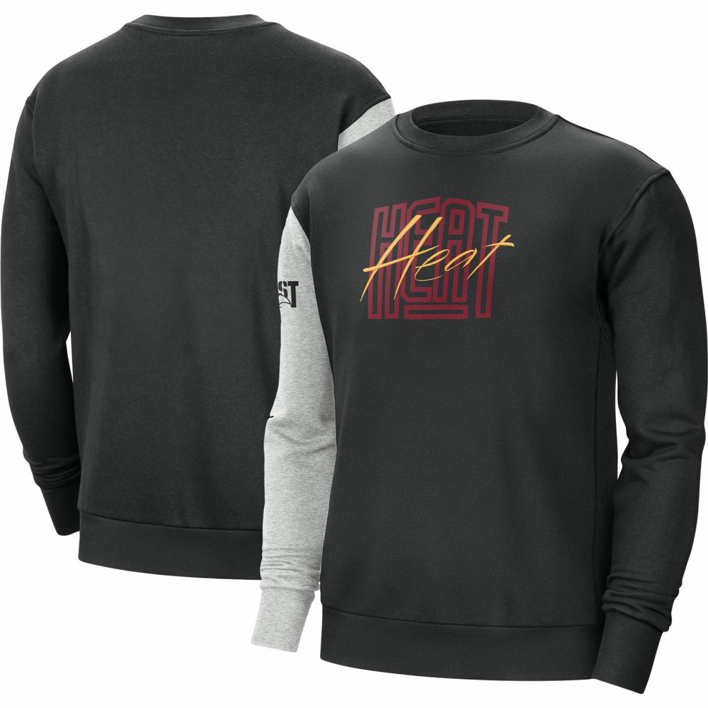Black/Heather Gray Miami Heat Courtside Versus Force & Flight Pullover Sweatshirt | NBA