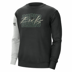 Black/Heather Gray Milwaukee Bucks Courtside Versus Force & Flight Pullover Sweatshirt | NBA