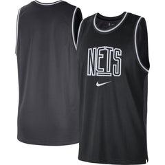 Black/Anthracite Brooklyn Nets Courtside Versus Force Split DNA Performance Mesh Tank Top | NBA
