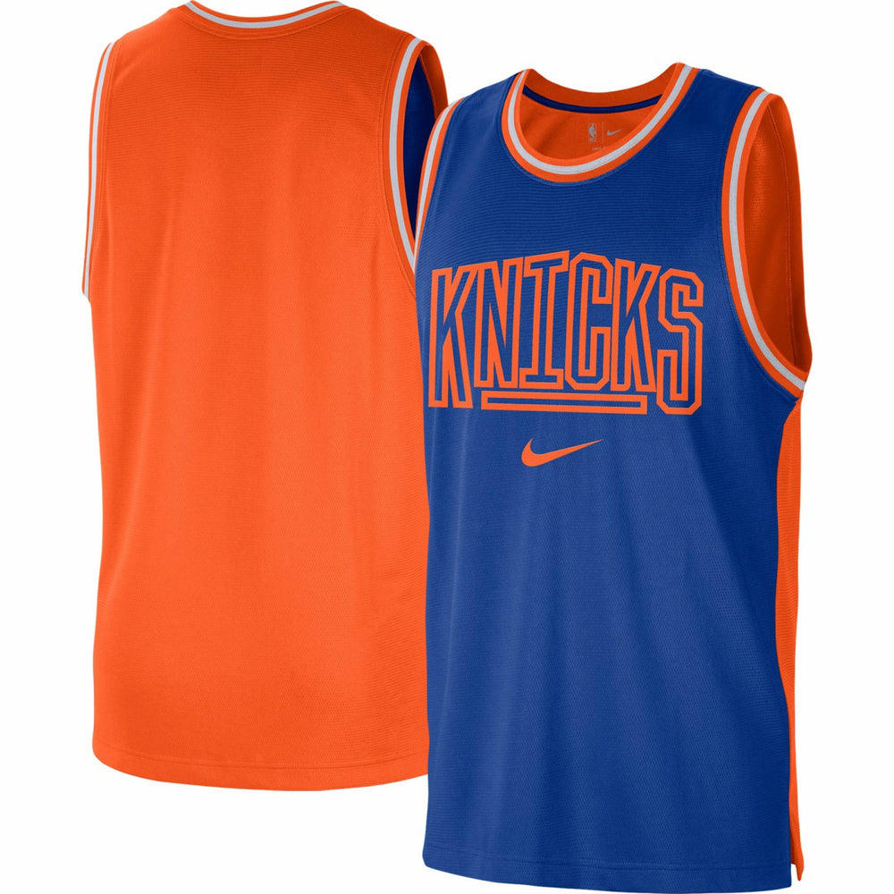 Blue/Orange New York Knicks Courtside Versus Force Split DNA Performance Mesh Tank Top | NBA