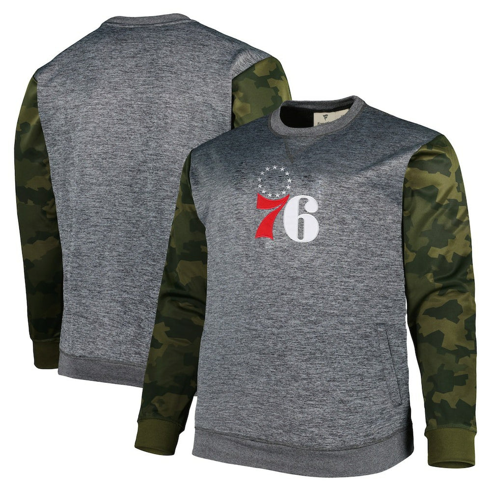 Heather Charcoal Philadelphia 76ers Big & Tall Camo Stitched Sweatshirt | NBA