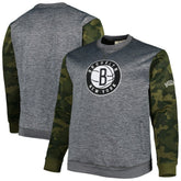 Heather Charcoal Brooklyn Nets Big & Tall Camo Stitched Sweatshirt | NBA