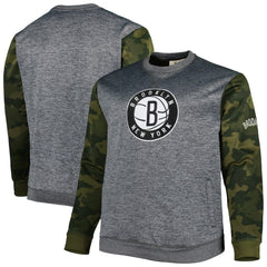 Heather Charcoal Brooklyn Nets Big & Tall Camo Stitched Sweatshirt | NBA
