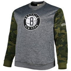 Heather Charcoal Brooklyn Nets Big & Tall Camo Stitched Sweatshirt | NBA