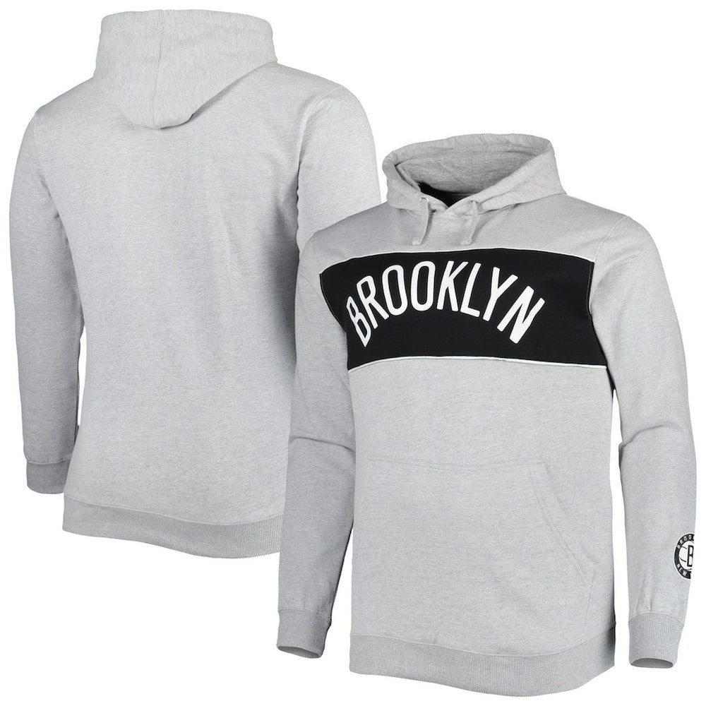 Heather Gray Brooklyn Nets Big & Tall Wordmark Pullover Hoodie | NBA