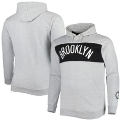 Heather Gray Brooklyn Nets Big & Tall Wordmark Pullover Hoodie | NBA