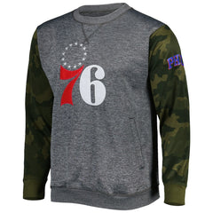 Heather Charcoal Philadelphia 76ers Camo Stitched Sweatshirt | NBA