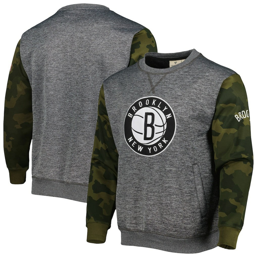 Heather Charcoal Brooklyn Nets Camo Stitched Sweatshirt | NBA