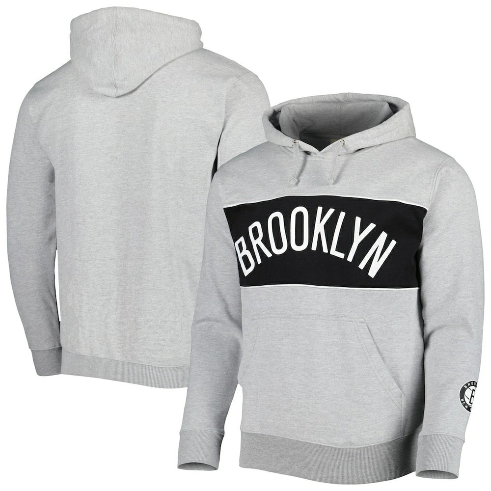Heather Gray Brooklyn Nets Wordmark French Terry Pullover Hoodie | NBA
