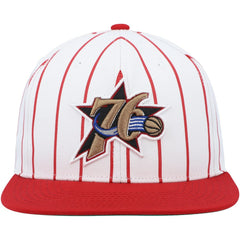 White Philadelphia 76ers Hardwood Classics Pinstripe Snapback Hat | NBA