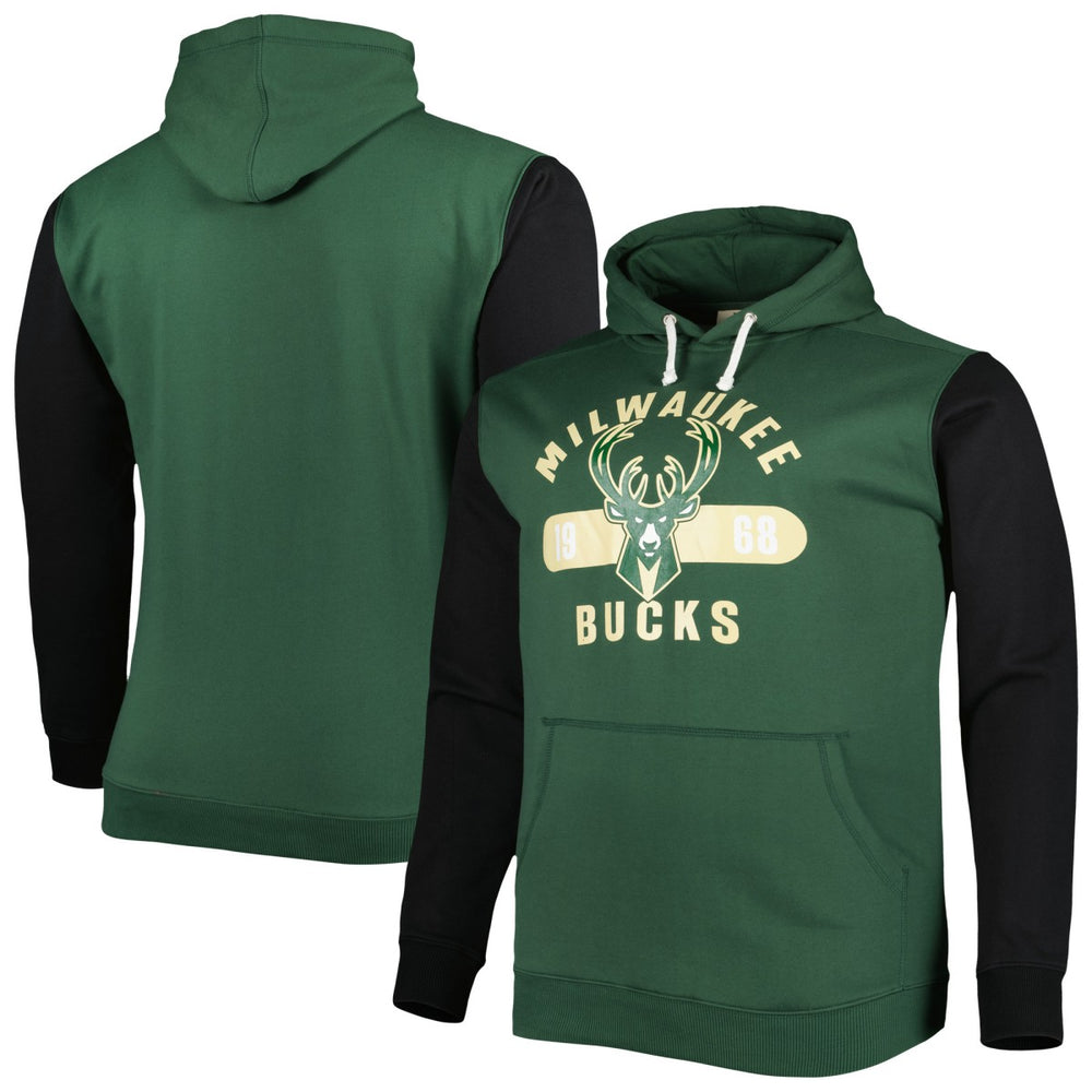 Hunter Green/Black Milwaukee Bucks Big & Tall Bold Attack Pullover Hoodie | NBA