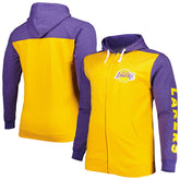 Gold/Purple Los Angeles Lakers Big & Tall Down and Distance Full-Zip Hoodie | NBA