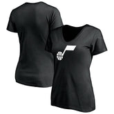 Black Utah Jazz Women's Primary Team Logo V-Neck T-Shirt | NBA