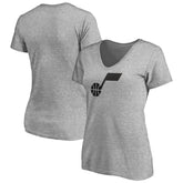 Heathered Gray Utah Jazz Women's Primary Team Logo V-Neck T-Shirt | NBA
