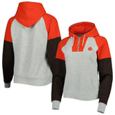 Cleveland Browns Antigua Women's Lightweight Jackpot Raglan Half-Zip Pullover Hoodie | NFL Sale