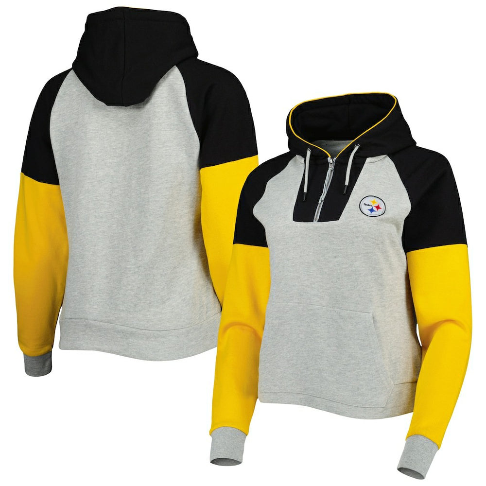 Pittsburgh Steelers Antigua Women's Lightweight Jackpot Raglan Half-Zip Pullover Hoodie | NFL US