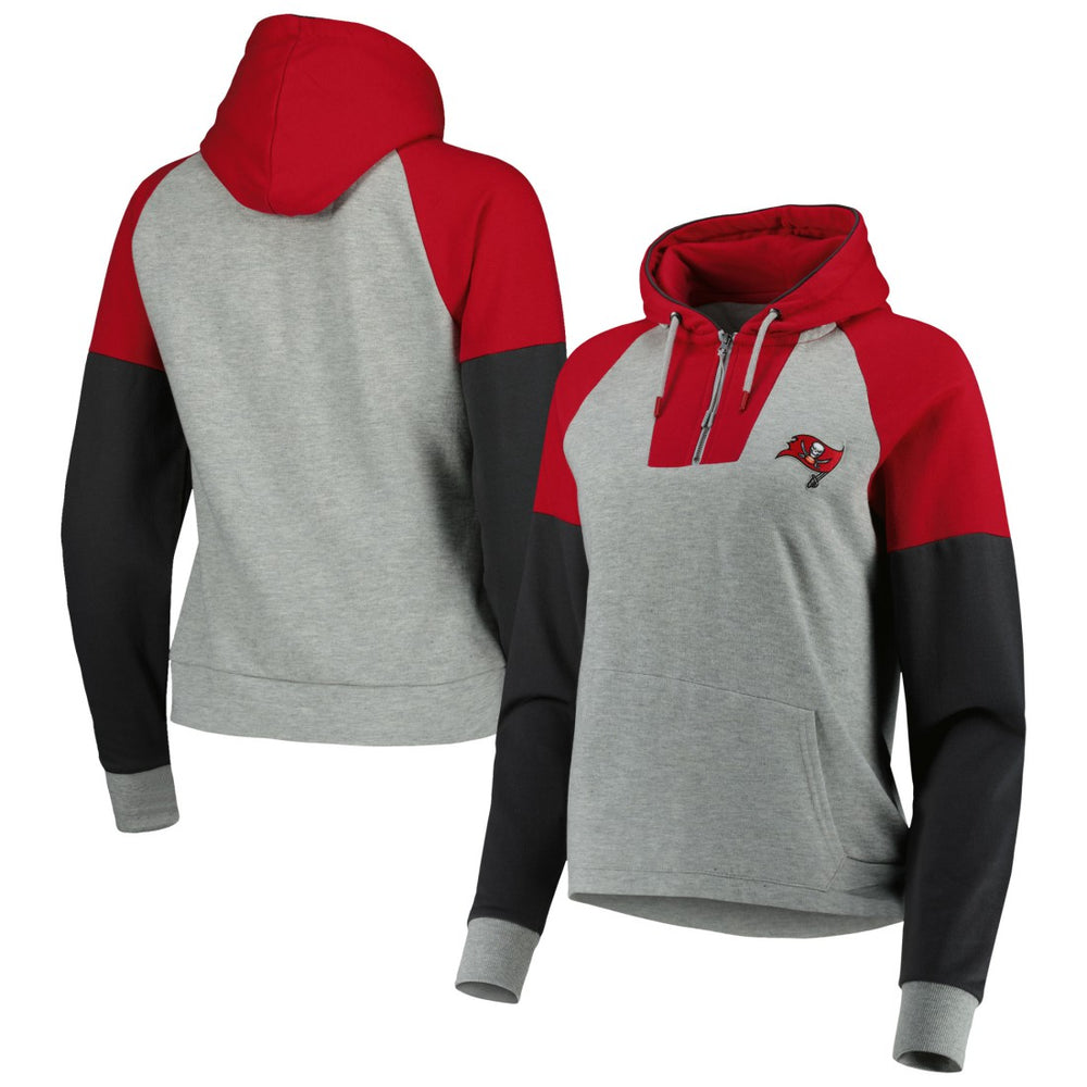 Tampa Bay Buccaneers Antigua Women's Lightweight Jackpot Raglan Half-Zip Pullover Hoodie | NFL US