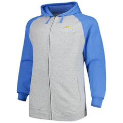 Los Angeles Chargers Big & Tall Fleece Raglan Full-Zip Hoodie Jacket | NFL US